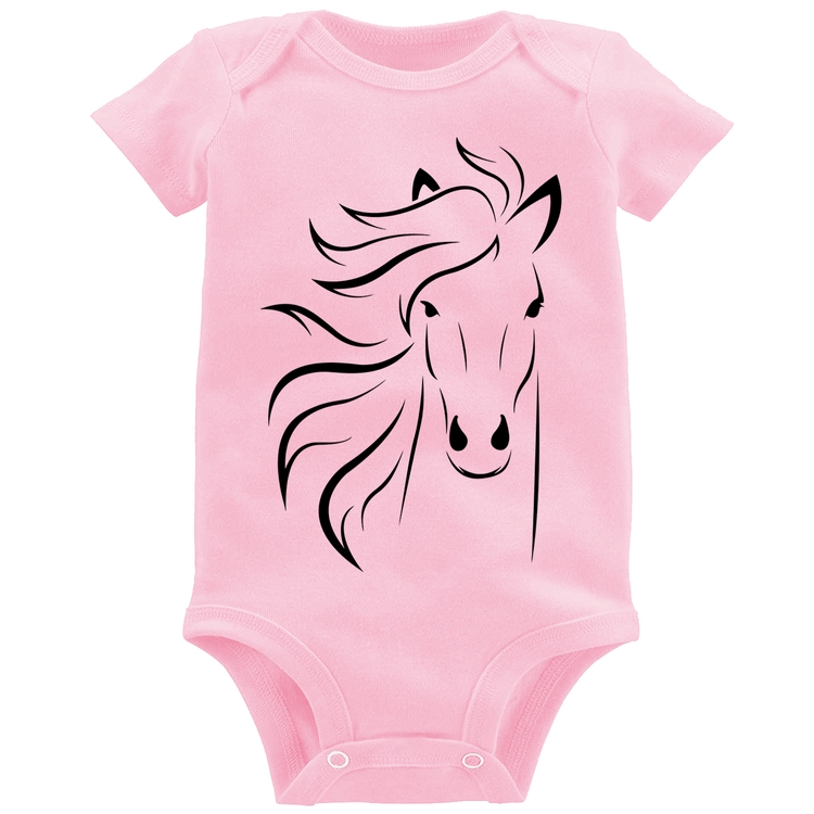 Body Bebê Cavalo Traços - Rosa Bebê