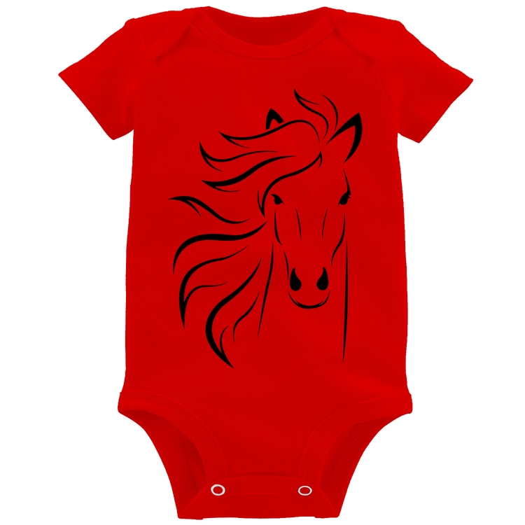 Body Bebê Cavalo Traços - Vermelho
