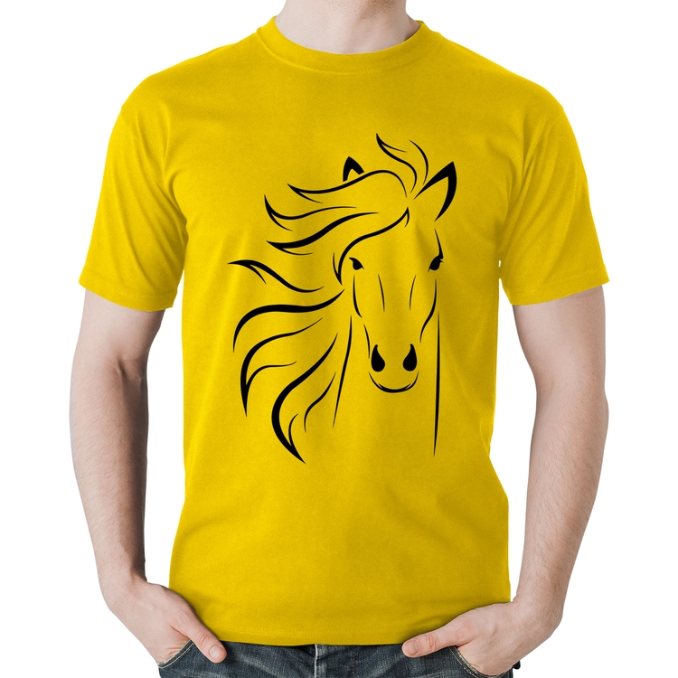 Camiseta Algodão Cavalo Traços - Amarela