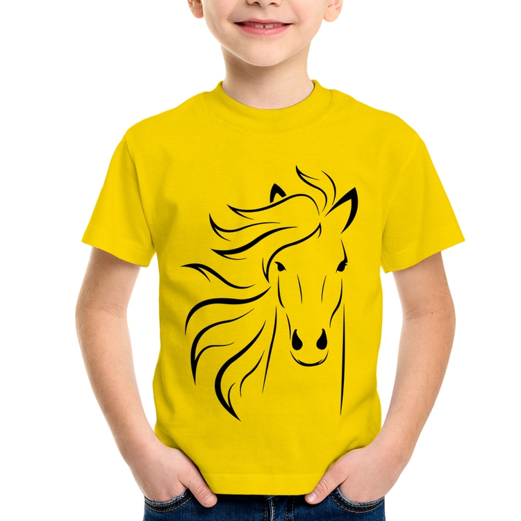 Camiseta Infantil Cavalo Traços - Amarela