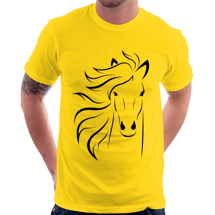 Camiseta Cavalo Traços - Amarela