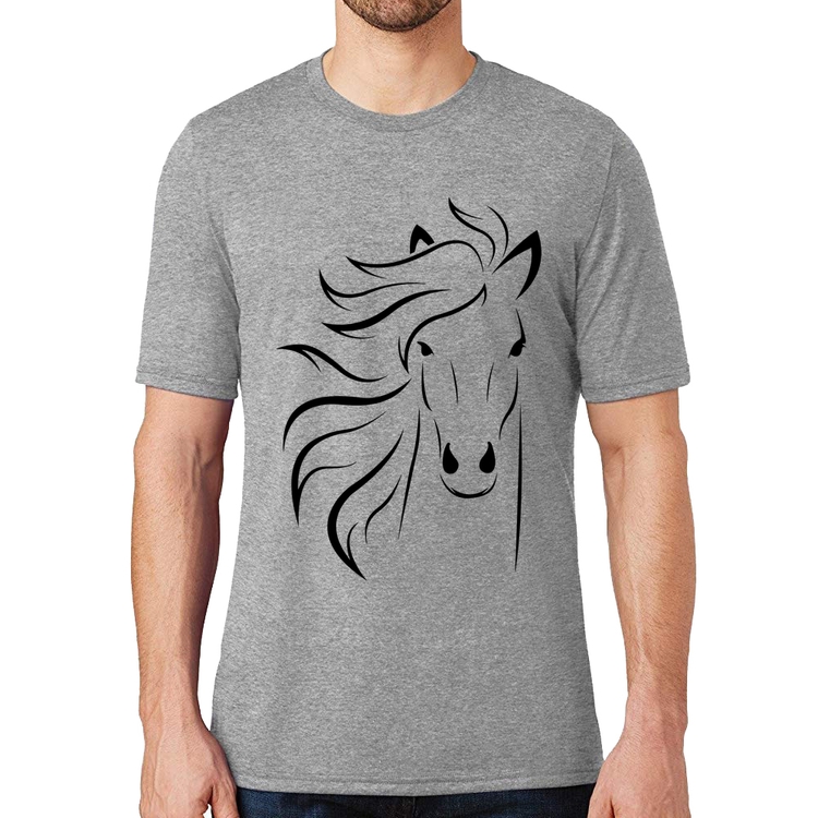 Camiseta Cavalo Traços - Cinza