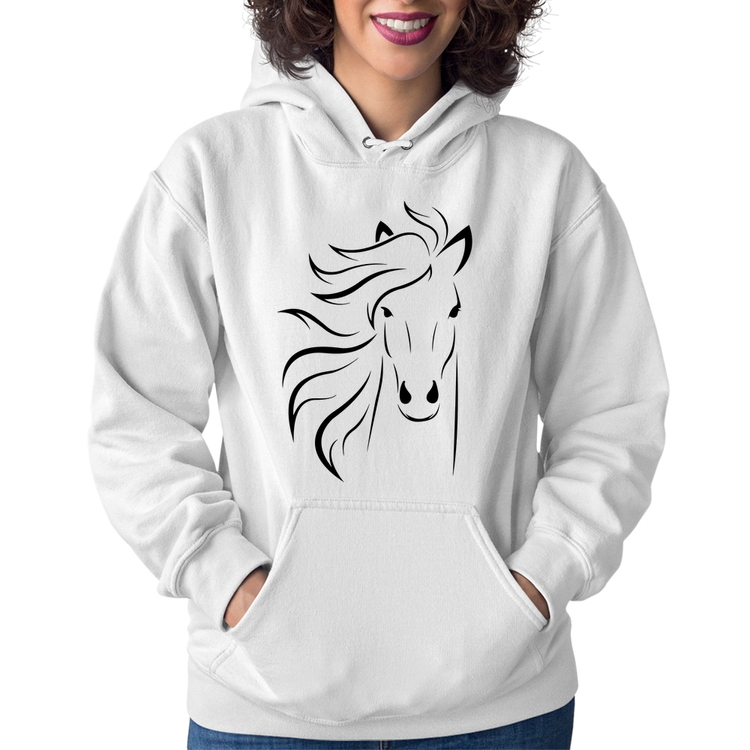 Moletom Feminino Cavalo Traços - Branco