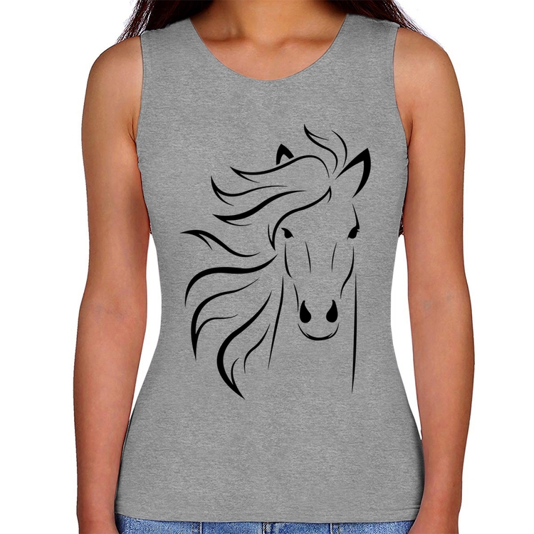Regata Feminina Cavalo Traços - Cinza