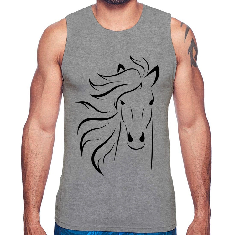 Regata Cavalo Traços - Cinza