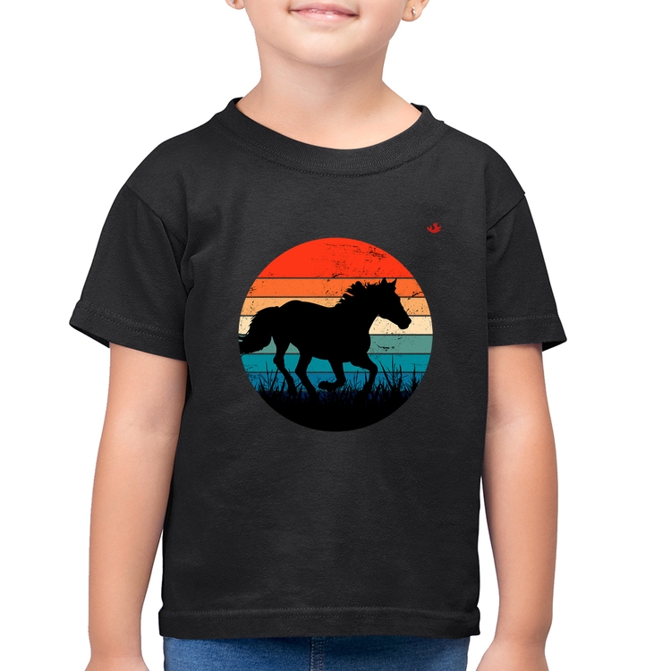 Camiseta Algodão Infantil Cavalo Vintage Sunset