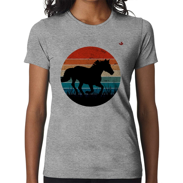 Baby Look Cavalo Vintage Sunset - Cinza