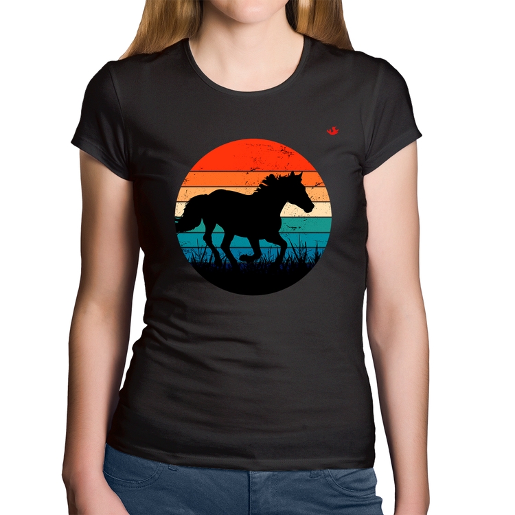 Baby Look Algodão Cavalo Vintage Sunset