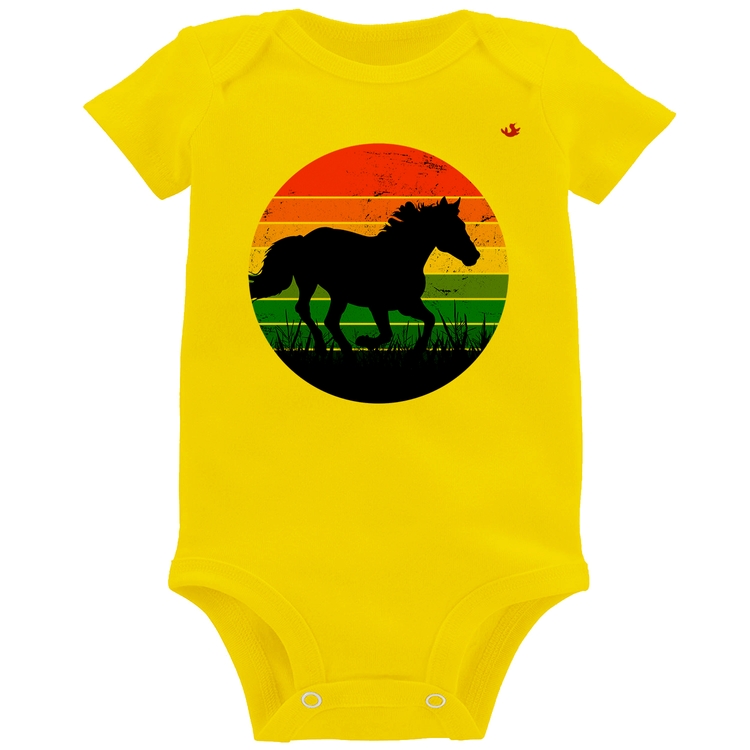 Body Bebê Cavalo Vintage Sunset - Amarelo