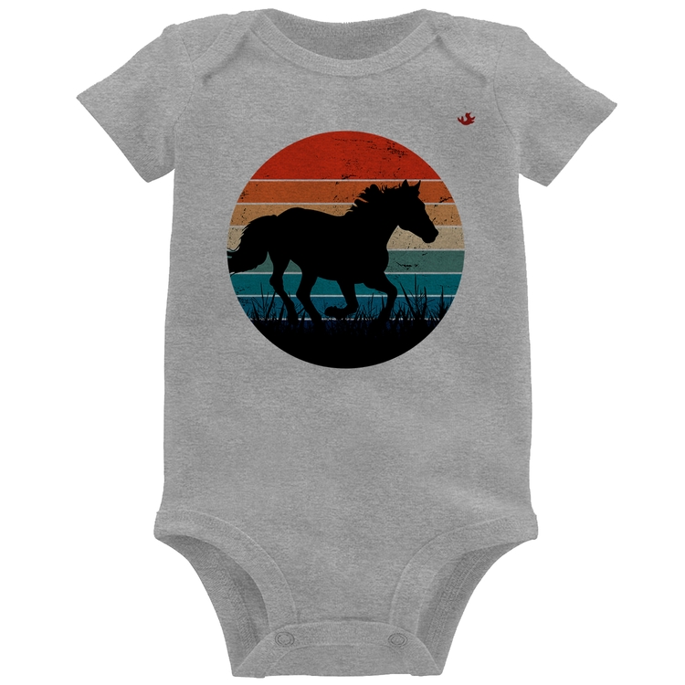 Body Bebê Cavalo Vintage Sunset - Cinza