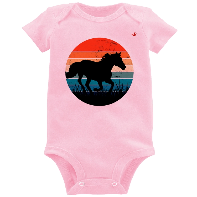 Body Bebê Cavalo Vintage Sunset - Rosa Bebê