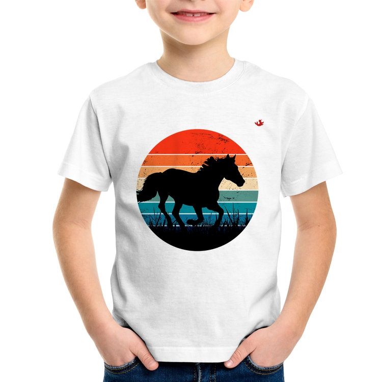 Camiseta Infantil Cavalo Vintage Sunset