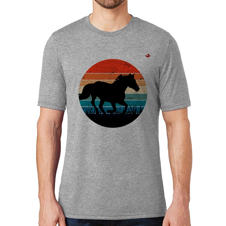 Camiseta Cavalo Vintage Sunset - Cinza