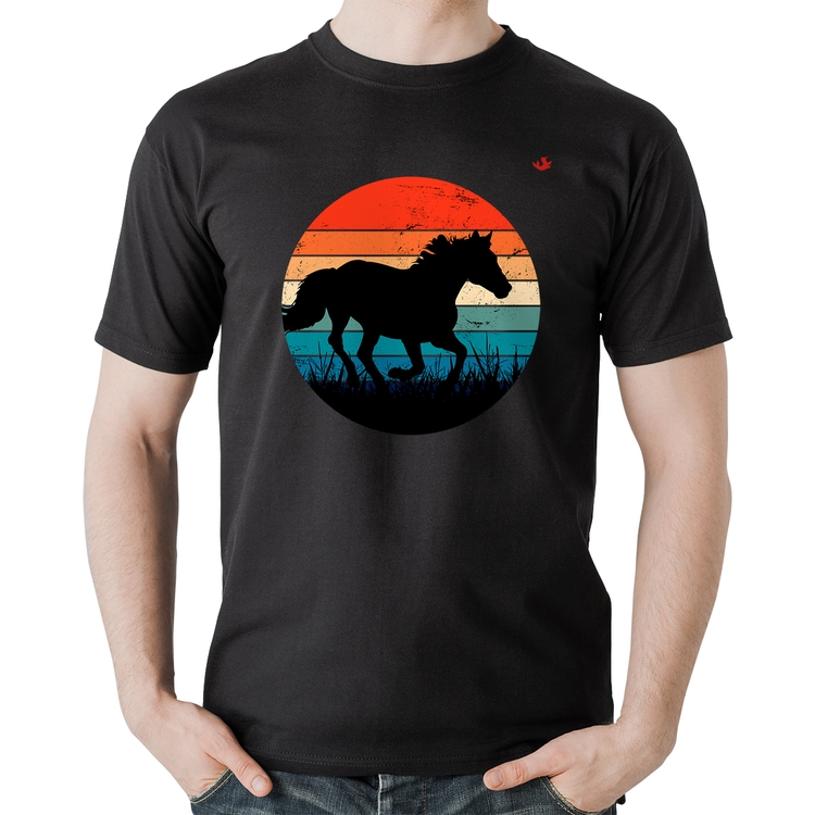 Camiseta Algodão Cavalo Vintage Sunset