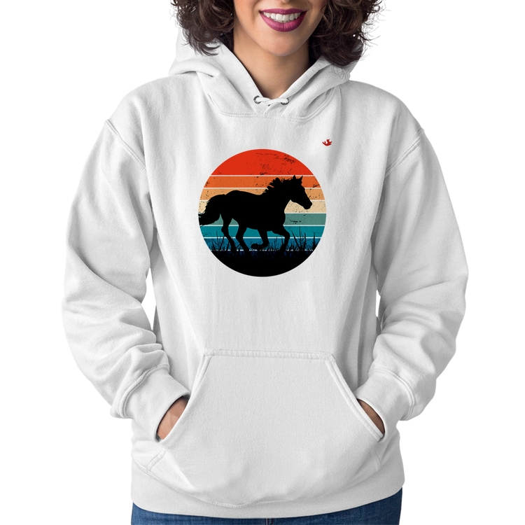 Moletom Feminino Cavalo Vintage Sunset - Branco