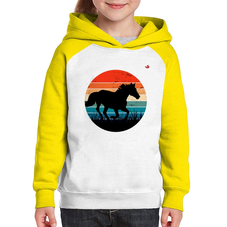 Moletom Infantil Cavalo Vintage Sunset - Branco/Amarelo