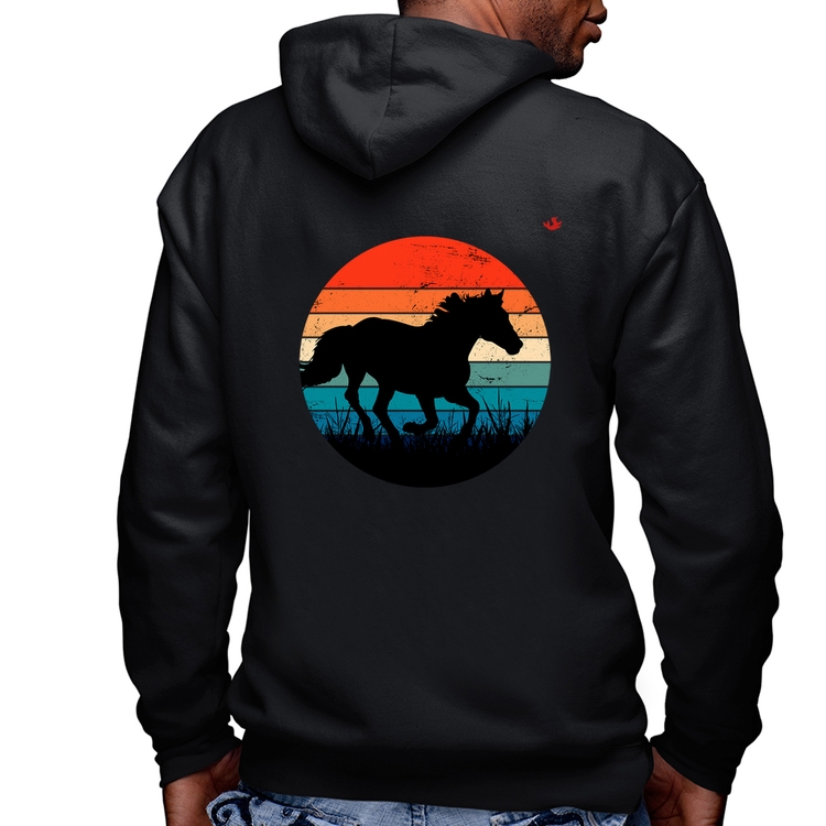 Blusa Moletom Cavalo Vintage Sunset Masculina com Capuz e Zíper