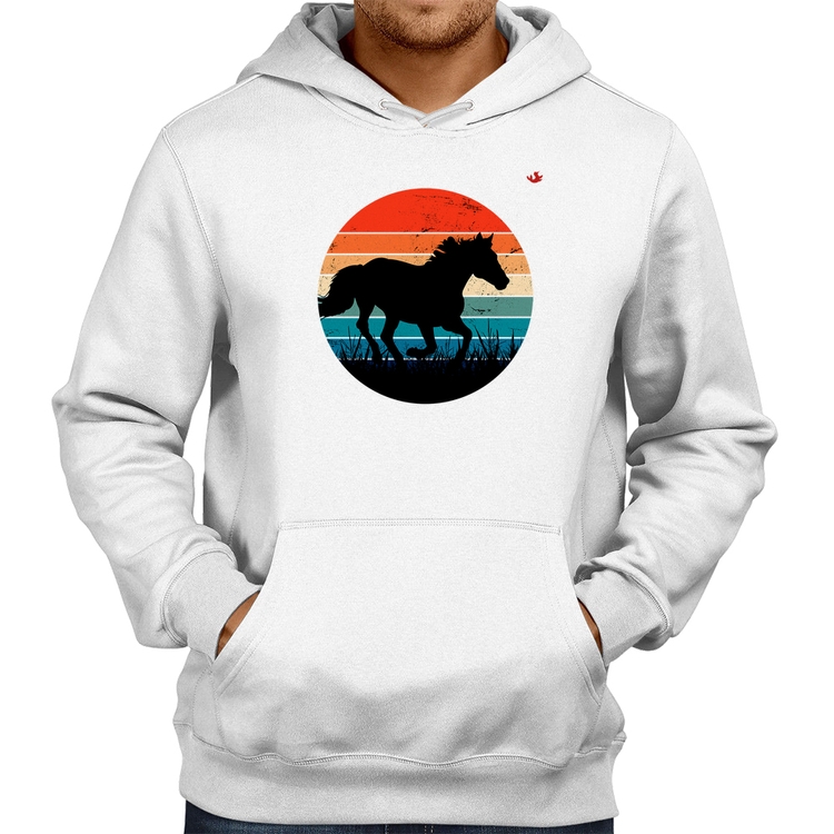 Moletom Cavalo Vintage Sunset - Branco