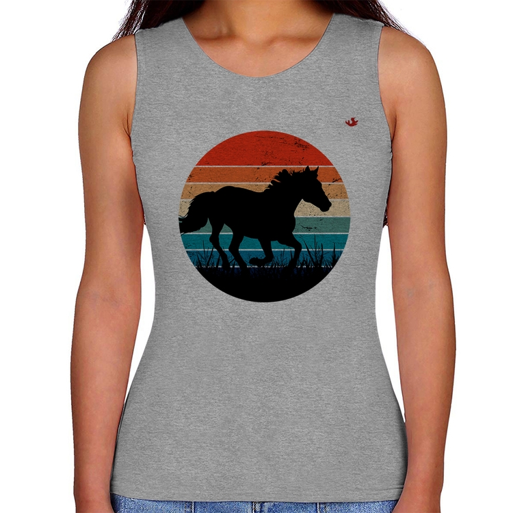 Regata Feminina Cavalo Vintage Sunset - Cinza