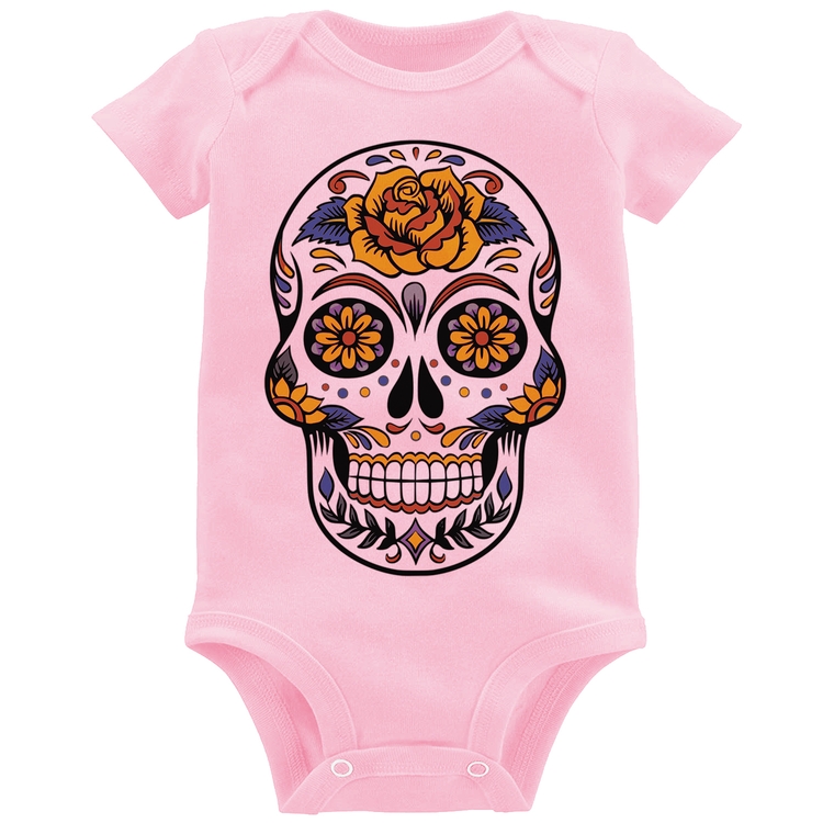 Body Bebê Caveira Mexicana - Rosa Bebê