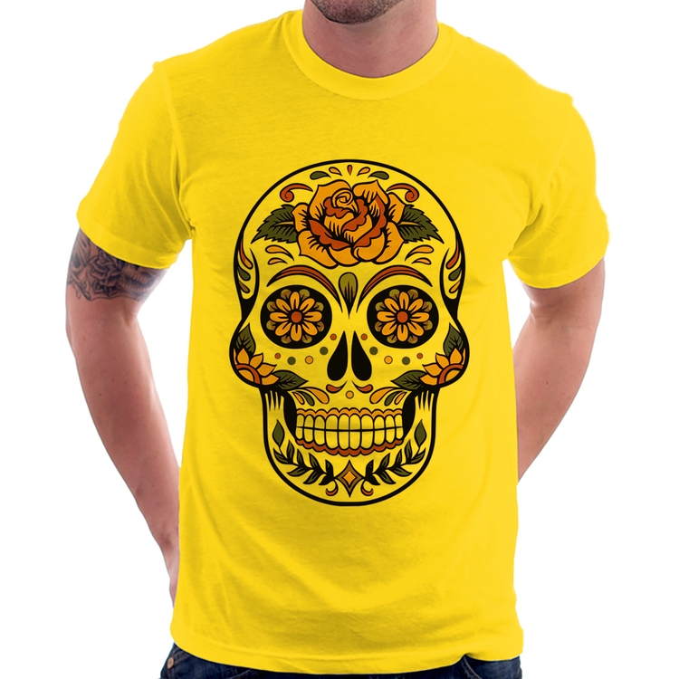 Camiseta Caveira Mexicana - Amarela