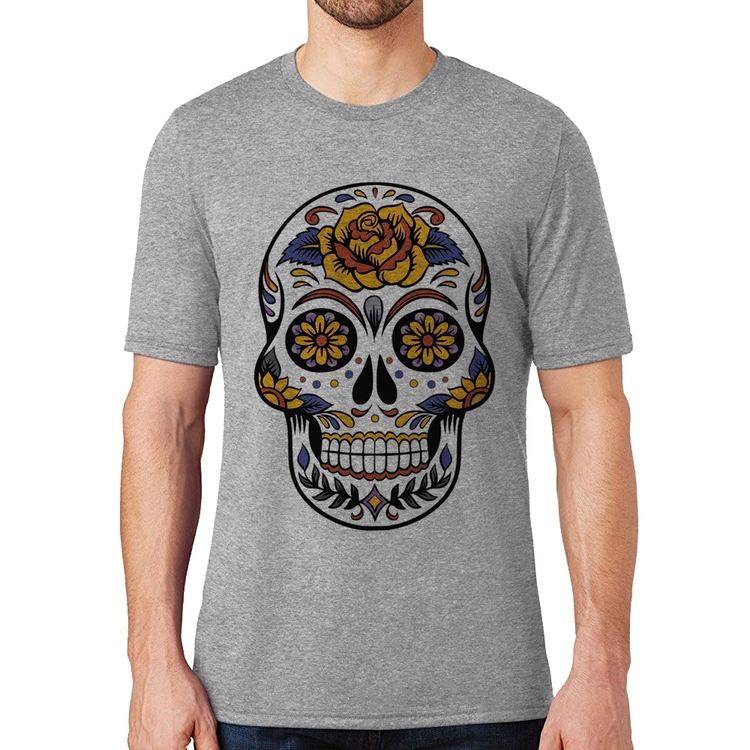 Camiseta Caveira Mexicana - Cinza