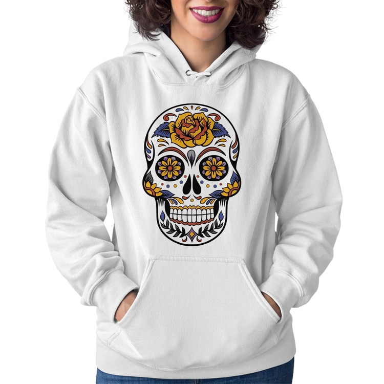 Moletom Feminino Caveira Mexicana - Branco
