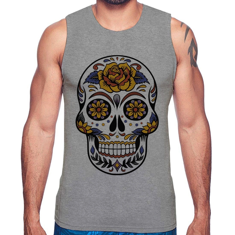 Regata Caveira Mexicana - Cinza