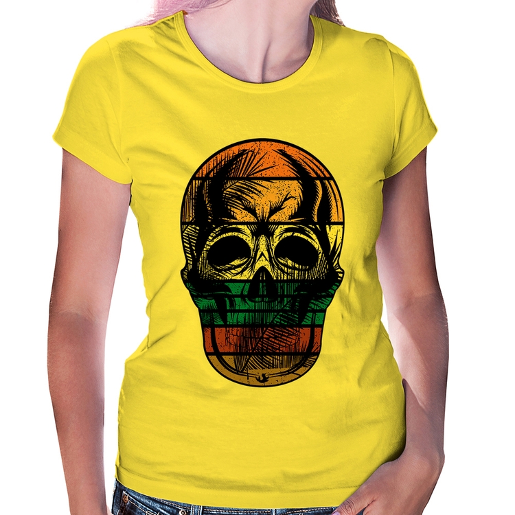 Baby Look Caveira Tropical - Amarela