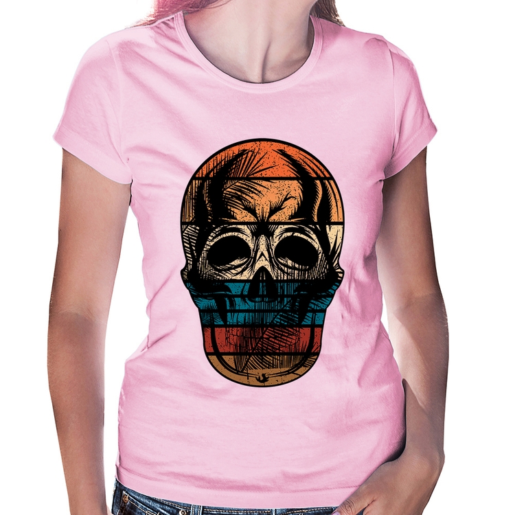 Baby Look Caveira Tropical - Rosa Bebê