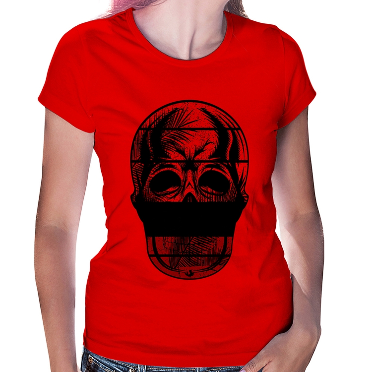 Baby Look Caveira Tropical - Vermelha