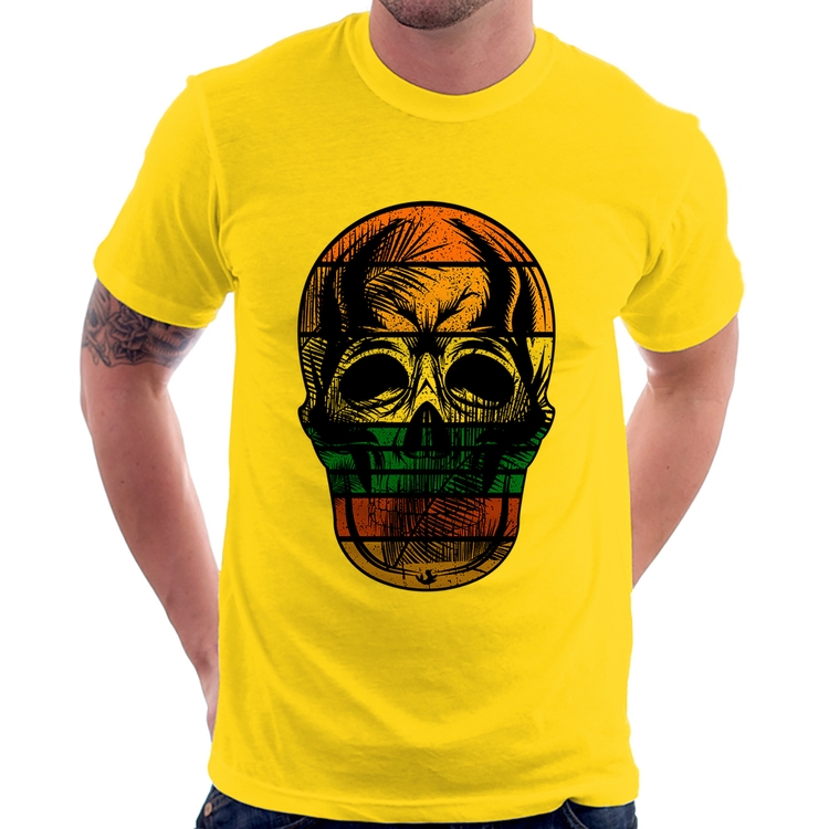 Camiseta Caveira Tropical - Amarela