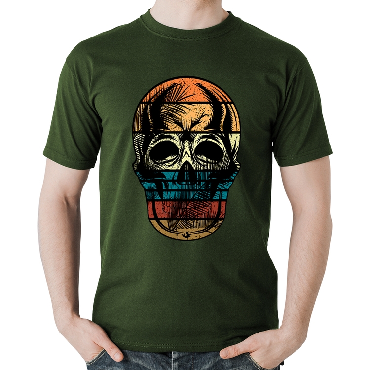 Camiseta Algodão Caveira Tropical - Musgo