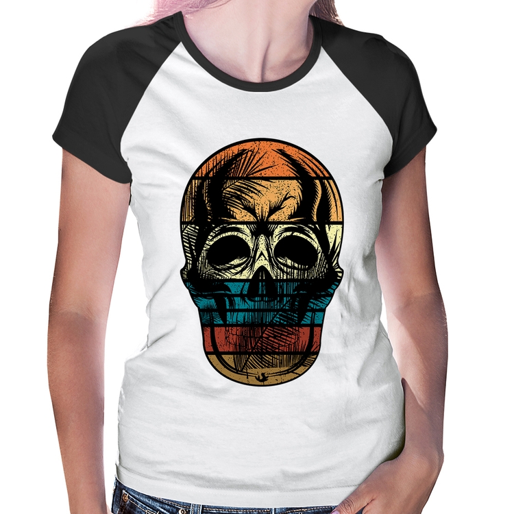 Baby Look Raglan Caveira Tropical