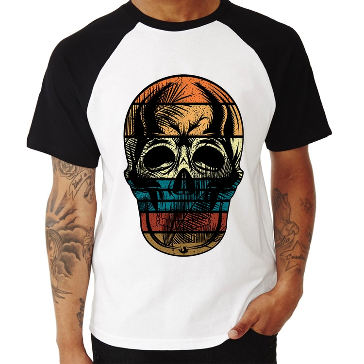 Camiseta Raglan Caveira Tropical