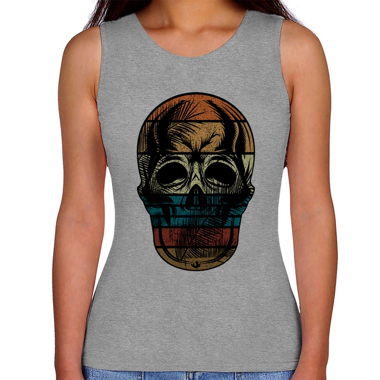 Regata Feminina Caveira Tropical - Cinza