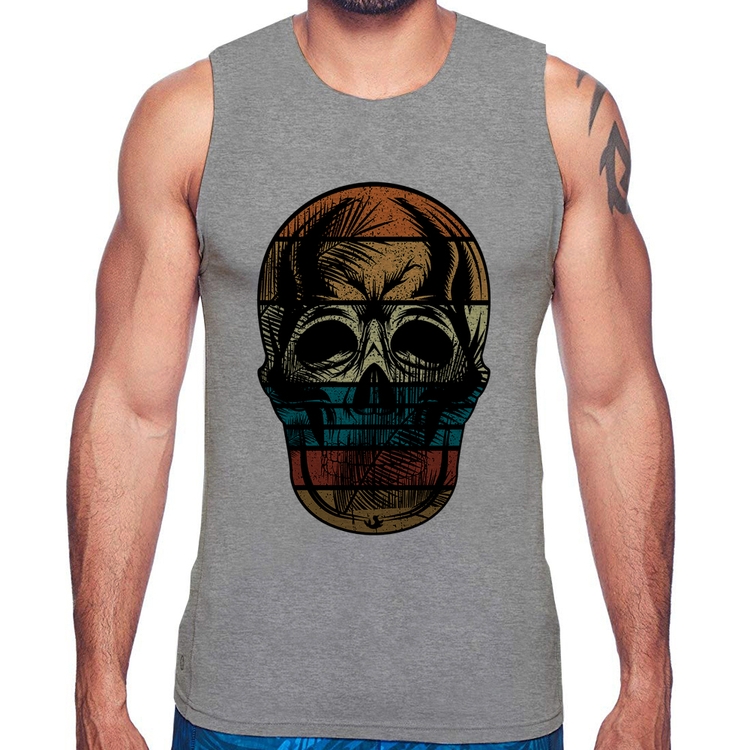 Regata Caveira Tropical - Cinza