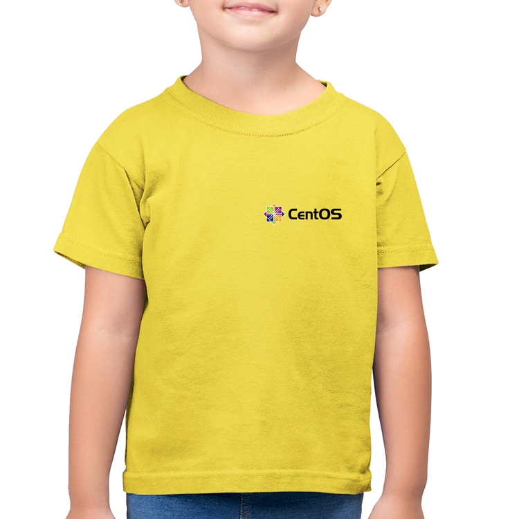 Camiseta Algodão Infantil CentOS Linux - Amarelo Canário