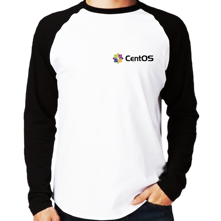 Camiseta Raglan CentOS Linux Manga Longa