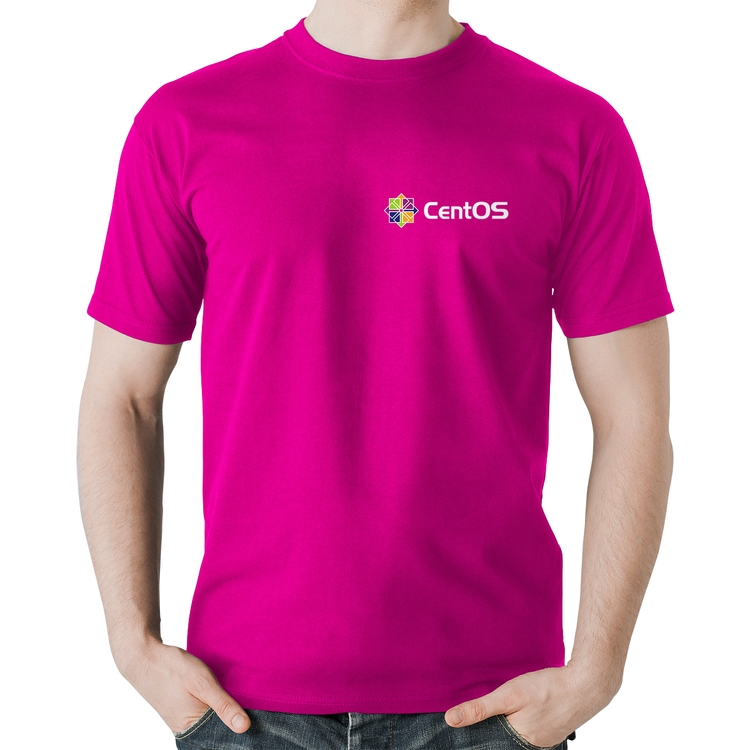 Camiseta Algodão CentOS Linux - Rosa