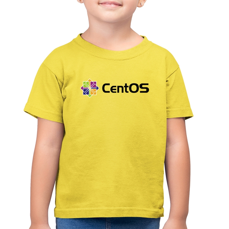 Camiseta Algodão Infantil CentOS Linux Logo - Amarelo Canário