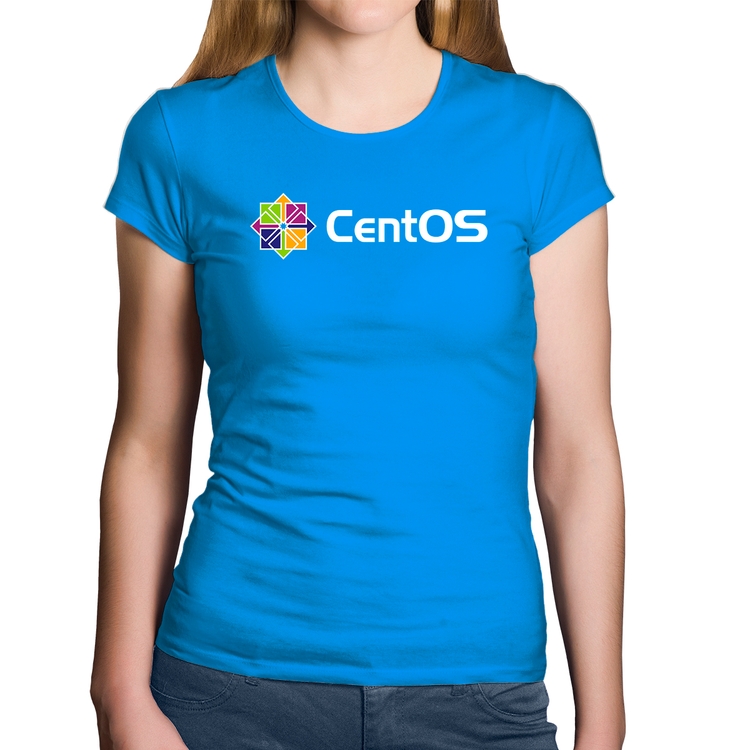 Baby Look Algodão CentOS Linux Logo - Azul