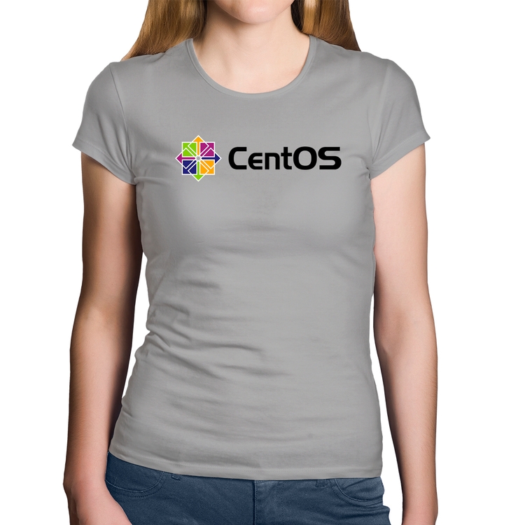 Baby Look Algodão CentOS Linux Logo - Cinza
