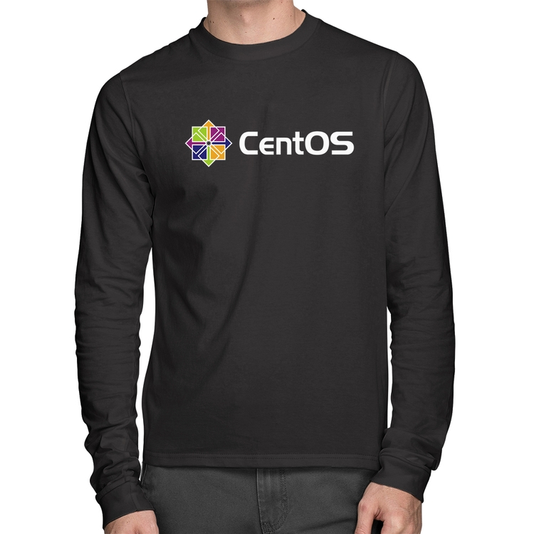 Camiseta Algodão CentOS Linux Logo Manga Longa