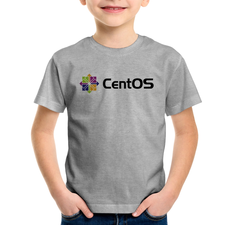 Camiseta Infantil CentOS Linux Logo - Cinza