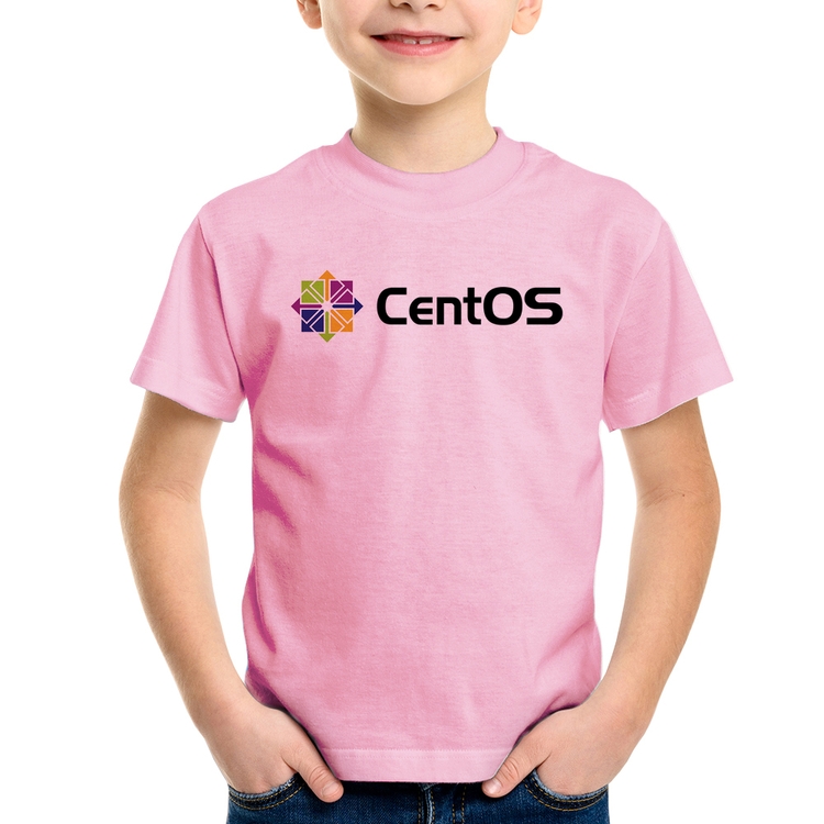 Camiseta Infantil CentOS Linux Logo - Rosa Bebê
