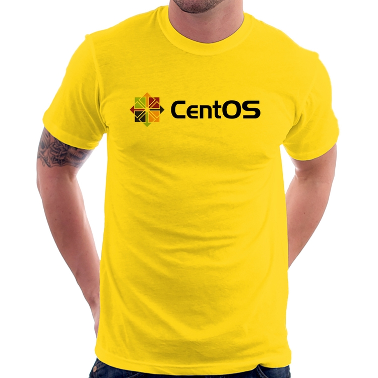 Camiseta CentOS Linux Logo - Amarela