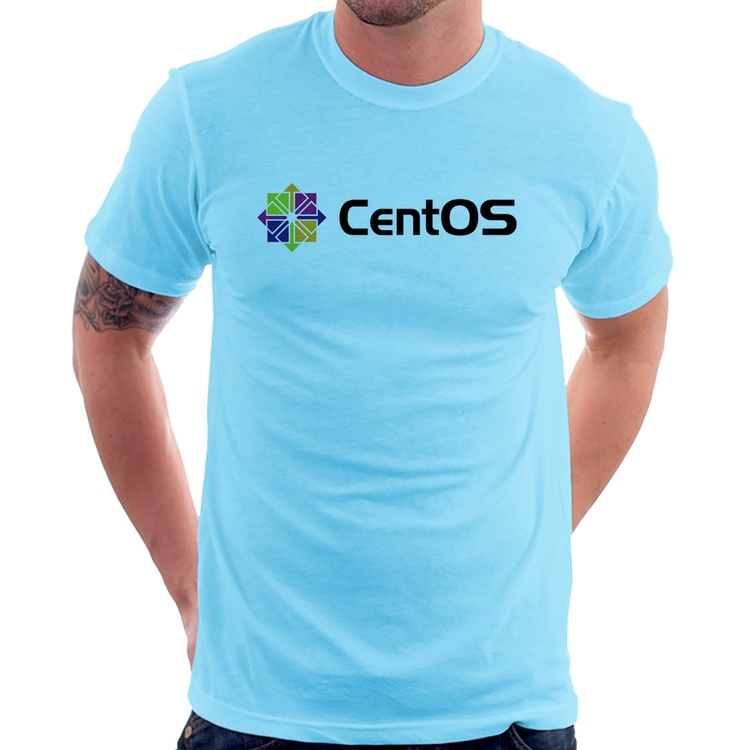 Camiseta CentOS Linux Logo - Azul Bebê
