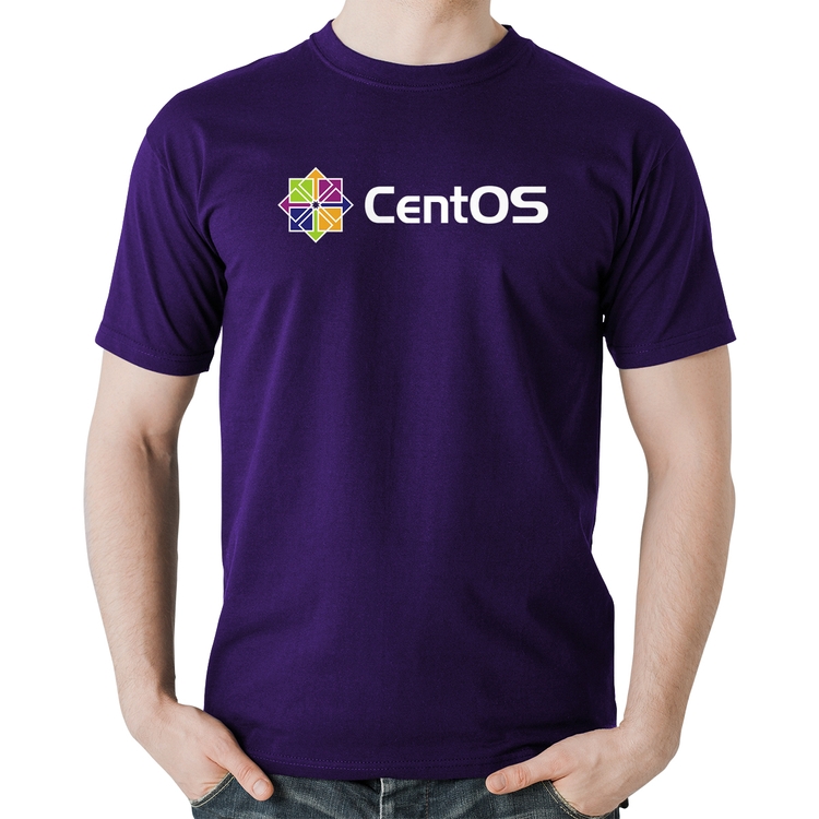 Camiseta Algodão CentOS Linux Logo - Roxa