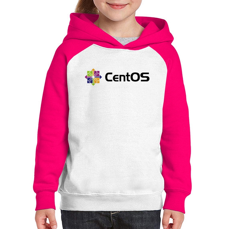Moletom Infantil CentOS Linux Logo - Branco/Rosa